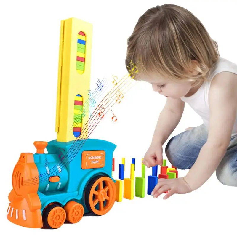 

Domino Train Toy 60pcs Domino Train Set With Sound Car Toy Mega Pack Dominoes Building Blocks Stacking Tile Games For Over 3