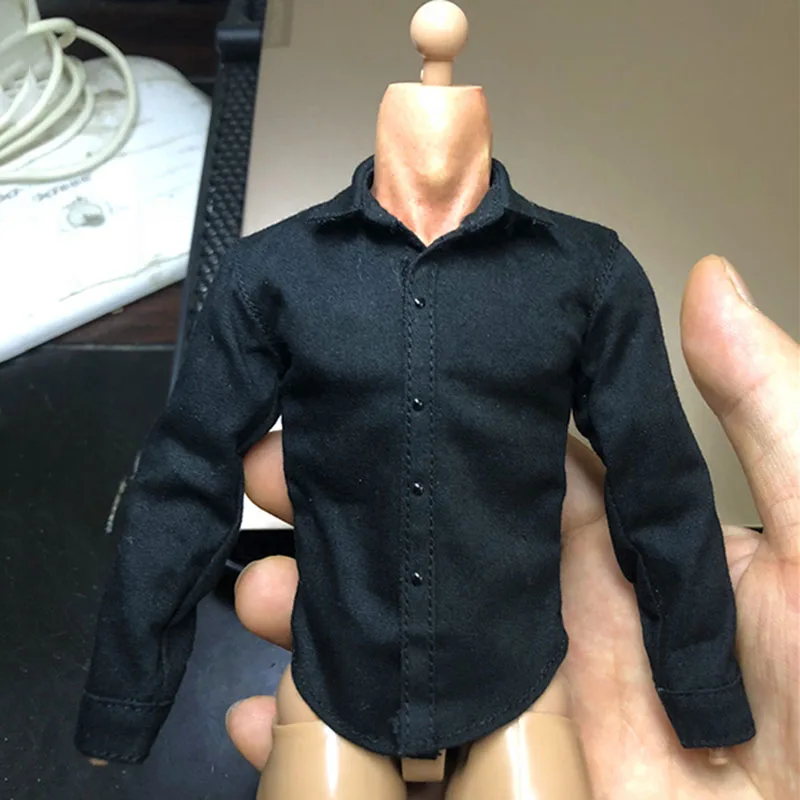 

_ 1/6 Мужская модная классическая универсальная профессиональная черная рубашка, повседневный топ для экшн-фигурки 12 дюймов, модели игрушек