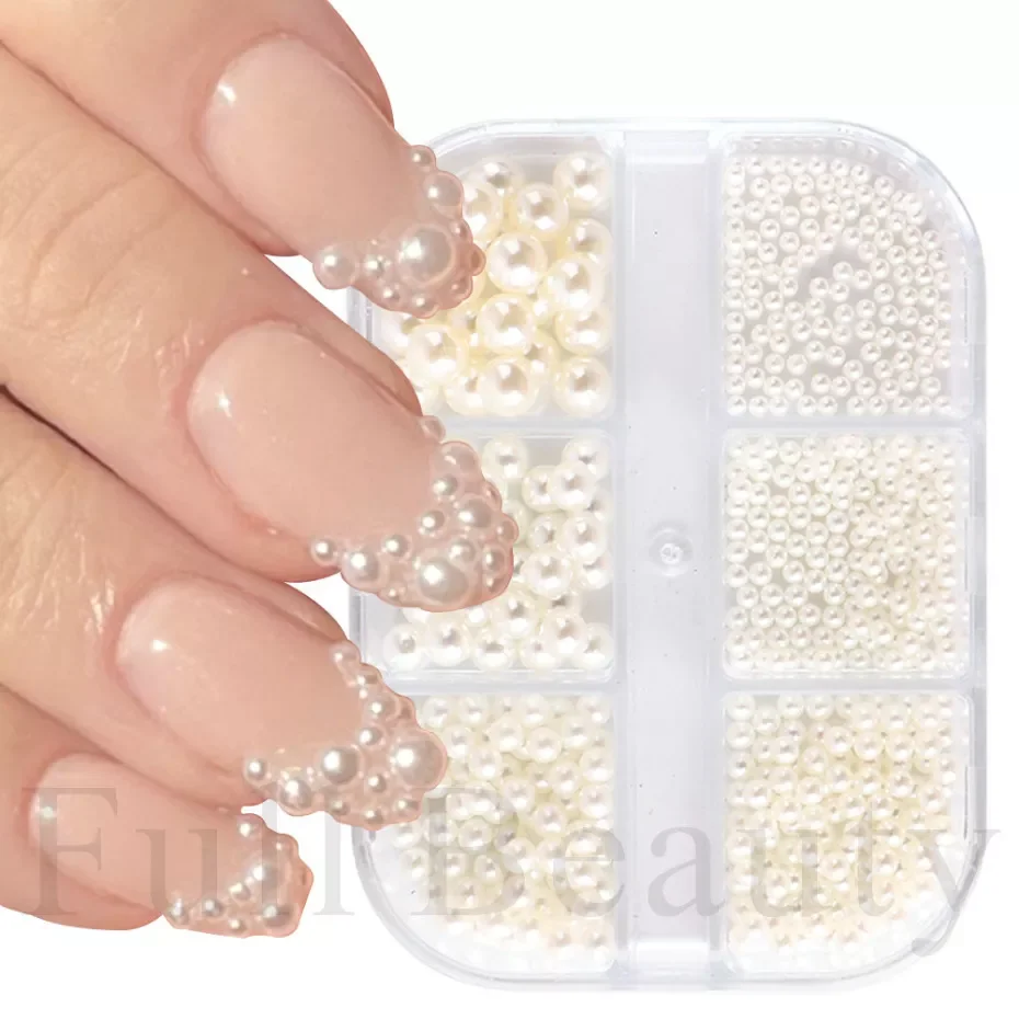 

Pearl Decorations Nail Charms White Purple Round Nail Parts Gold Steel Beads Balls Jewelry Nail Art Accessories NF6ZZ01-17