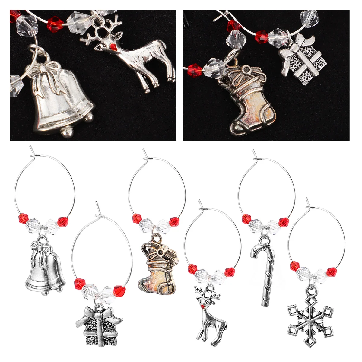 6 шт. украшают стеклянный маркер кольцо для банкета рождественские бирки