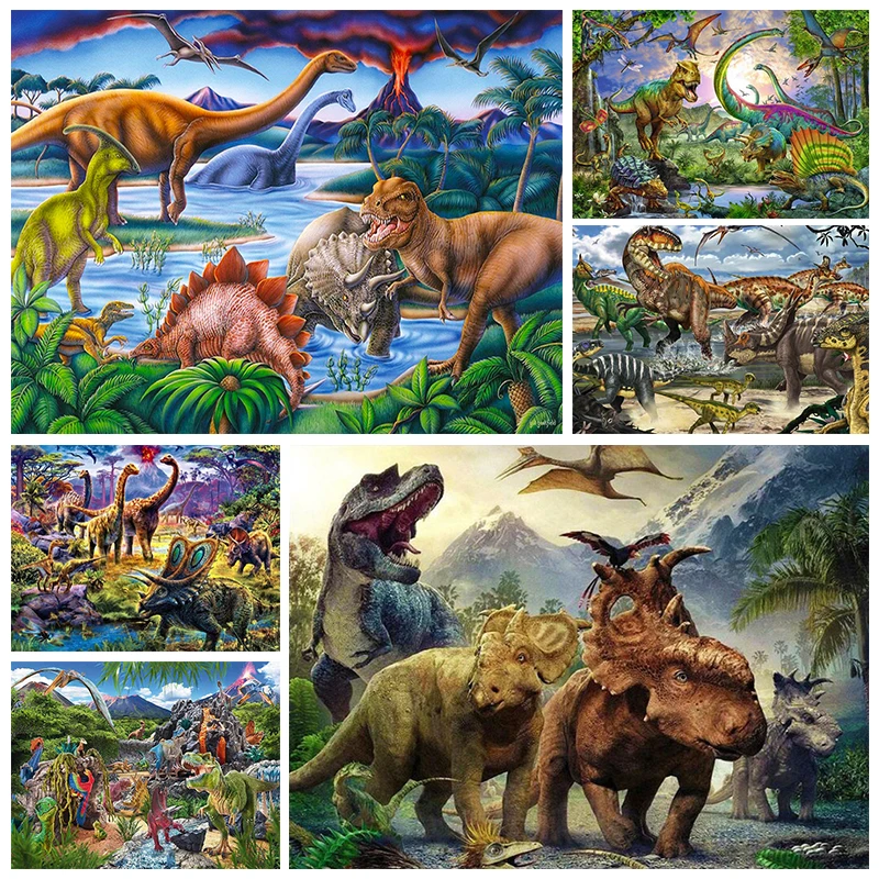 

Diy Mosaic Art Diamont Embroidery Dinosaur 5D Diamond Painting Aniaml Full Ab Tyrannosaurus Rex Triceratop Home Decoration Jh319