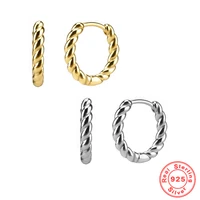 100 real 925 sterling silver twisted flower hoop earrings 11mm european and american luxury gold silver color jewelry