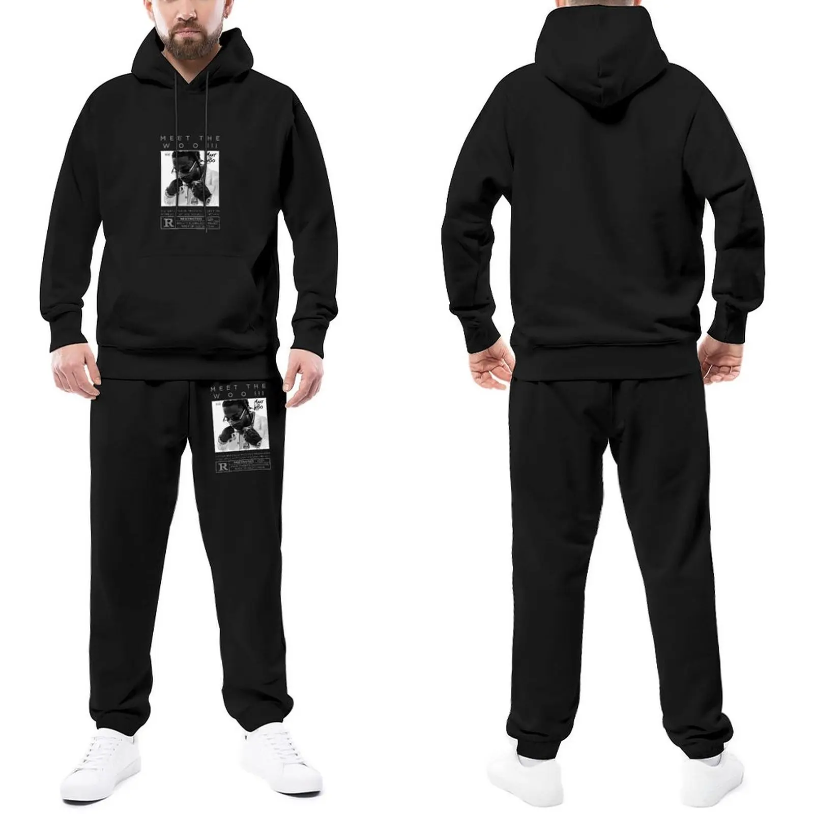 

Tracksuits Pop Smoke Meet The Woo Hip Hop Jogger Sportswear Couple Celebrity Hooded Suits Spring Funny Sweatsuits Large Size