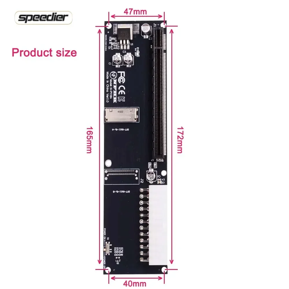Фото Oculink 8x SFF-8611 SFF-8612 Адаптер 8i к PCI Express 4.0 X16 Gen4 Внешняя видеокарта Адаптер OCuLink EGPU ATX 24-контактный адаптер питания №4