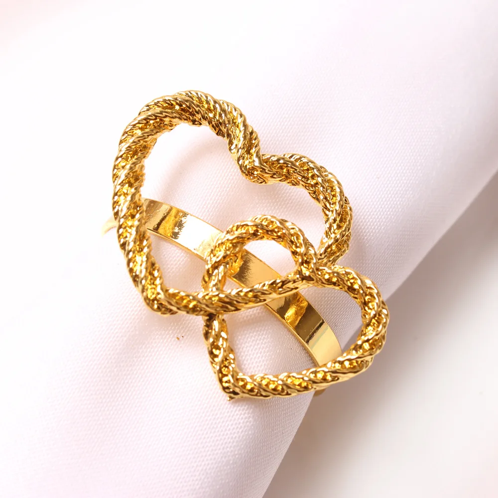 

12 шт./металлическое Золотое кольцо для салфеток на свадьбу или День Святого Валентина, настольное украшение для свадьбы, помолвки, Дня Святого Валентина