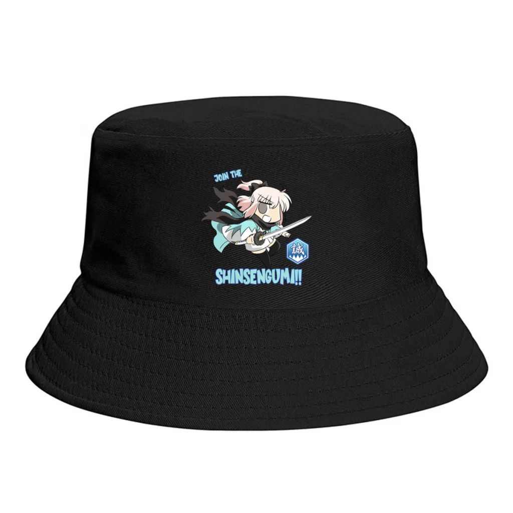 

Summer Okita Souji Join the Shinsengumi War Bucket Hats for Unisex Fate Grand Order Anime Streetwear Foldable Bob Fisherman Hat