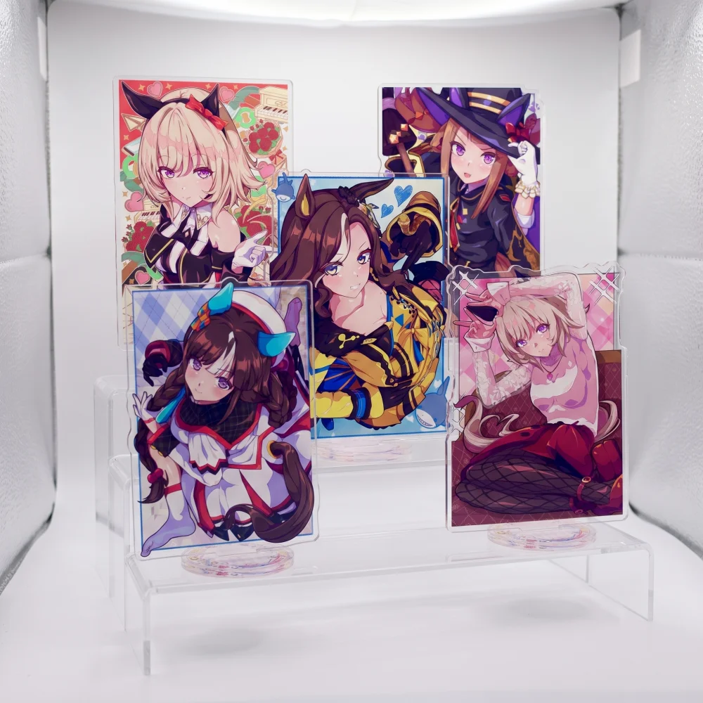 Фото Аниме Uma Musume 15 см акриловая подставка-брелок с персонажами Хокко Тарумэ и Верксина Эйр Грув, декор для рабочего стола, хобби, коллекционный подарок. №2