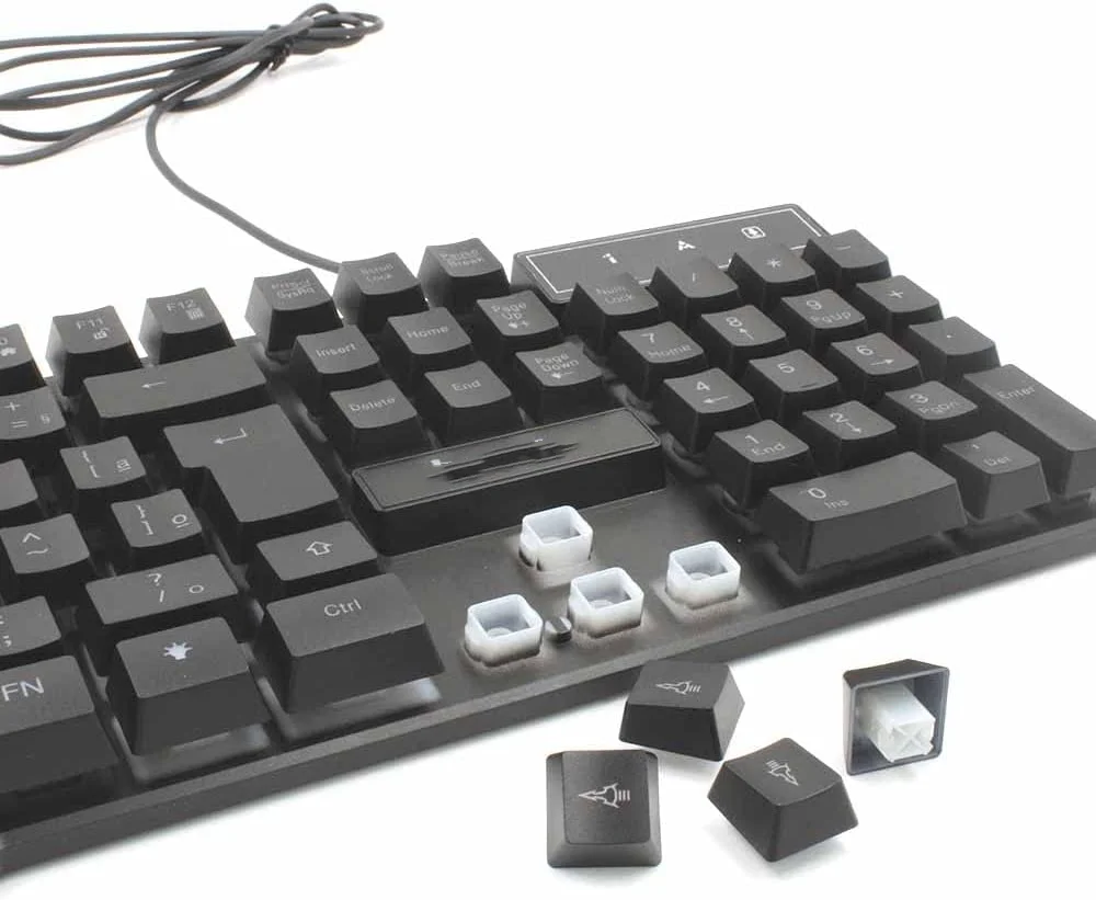 

"Multi-Media Hawke Semi-Mechanical Gamer Notebook LED RGB USB QWERTY Anti-ghosting PC Keyboard, Compatible with PS4, Xbox One"