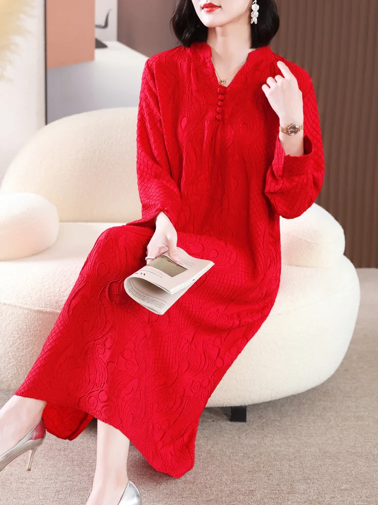 

High-end Dress 2023 New Middle-aged Mother Spring Dress Chinese Modified Retro Age Reduction Foreign Style Large Size Dress