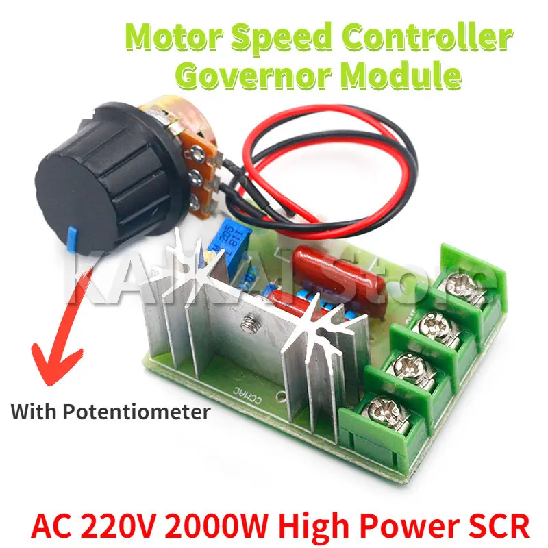 AC 220V 2000W regolatore di tensione SCR ad alta potenza dimmer dimmer regolatore di velocità del motore modulo regolatore con potenziometro