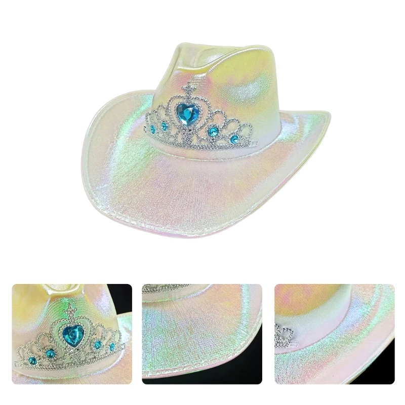 

Colorful Cowgirl Hat Bachelorette Party Hat Disco Cowboy Hat Bridal Party Hat Sparkly Cowboy Hat Iridescent Cowboy Hat