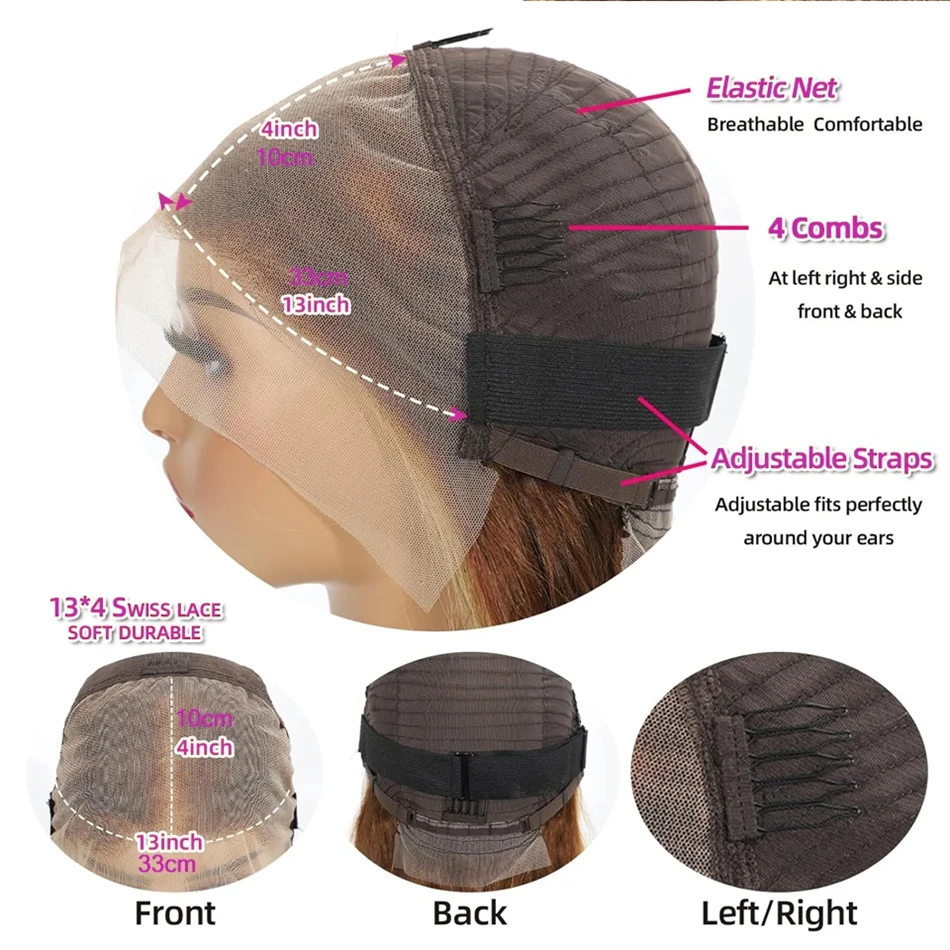 427 хайлайтер коричневый прямой кружевной передний парик 13x6 4x4 человеческие