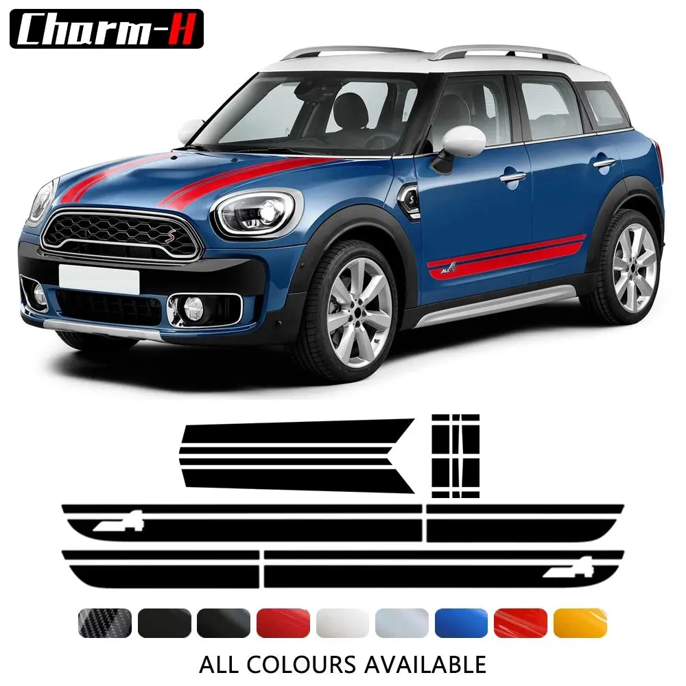 Наклейка на капот автомобиля задний багажник боковые полосы наклейка юбку для MINI
