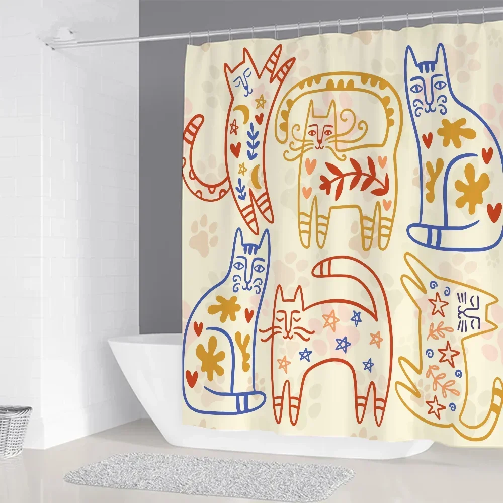 Занавеска для душа с котом полиэстер