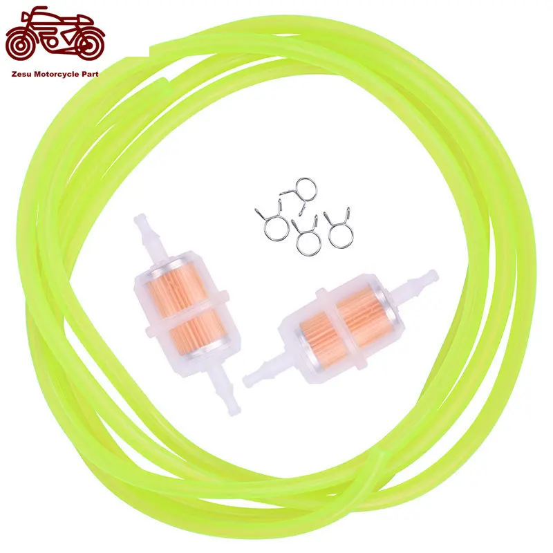 

2pc Petrol Gas Gasoline Liquid Oil Cup Fuel Filter and 1m Green Fuel Tank Tube Tubing Pipe Hose Line and 4pc Clip Clamp Fastener