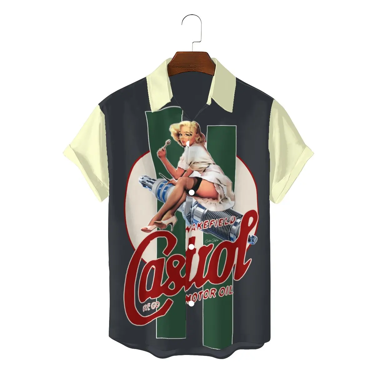 

Pin Up Girl Model Pop Art 3D Shirt Castrol Vintage Elegant Shirts Leisure Men Clothing Ofertas Big Sale