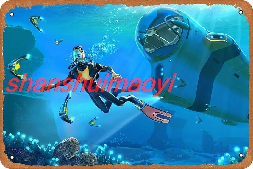 Zuhhgii Subnautica игровой постер железная живопись настенный металлический винтажный