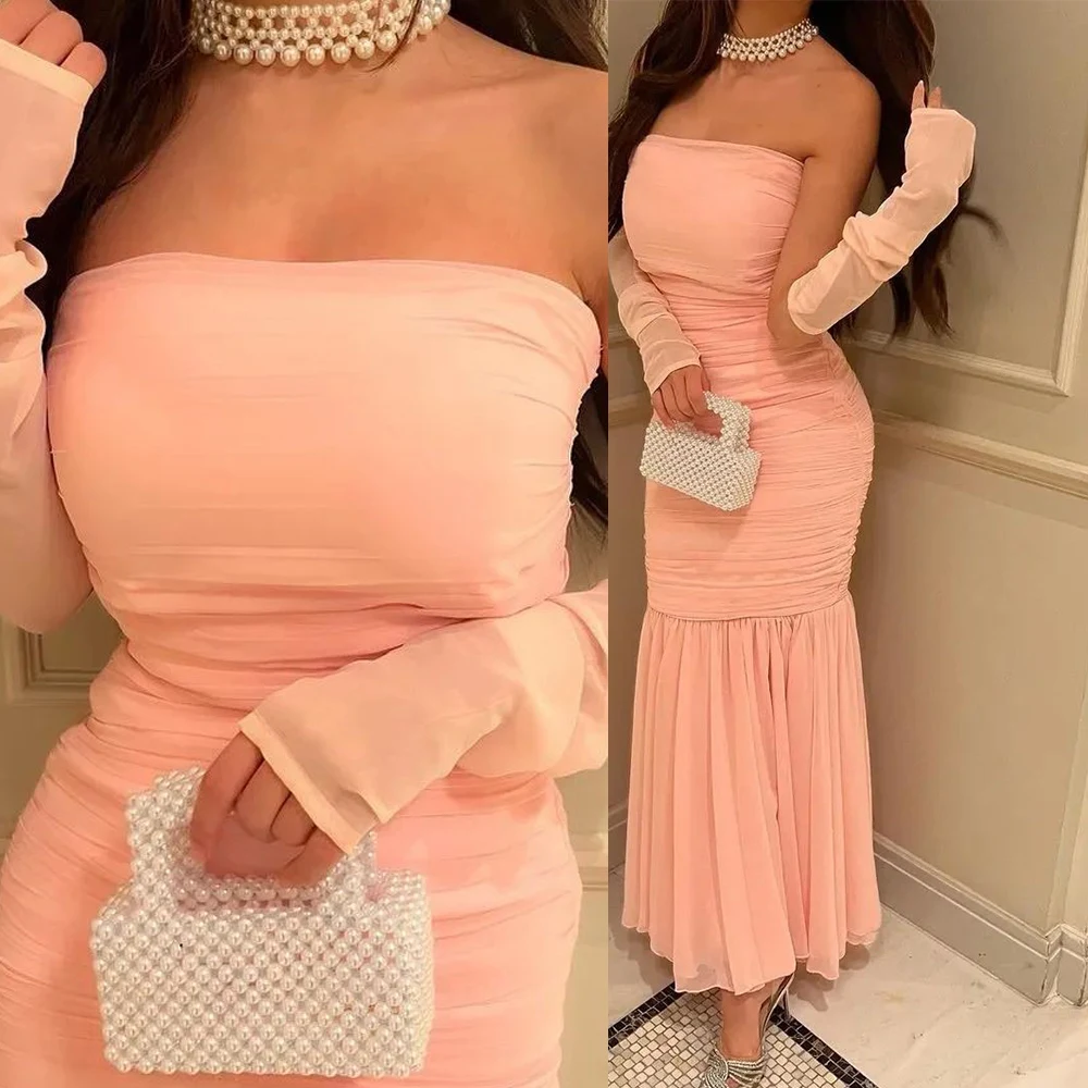 

Sheath Sexy Strapless EvenING Dresses Backless Sleeveless Vintage Prom Gown Solid Color Formal Party Dress vestidos de gala