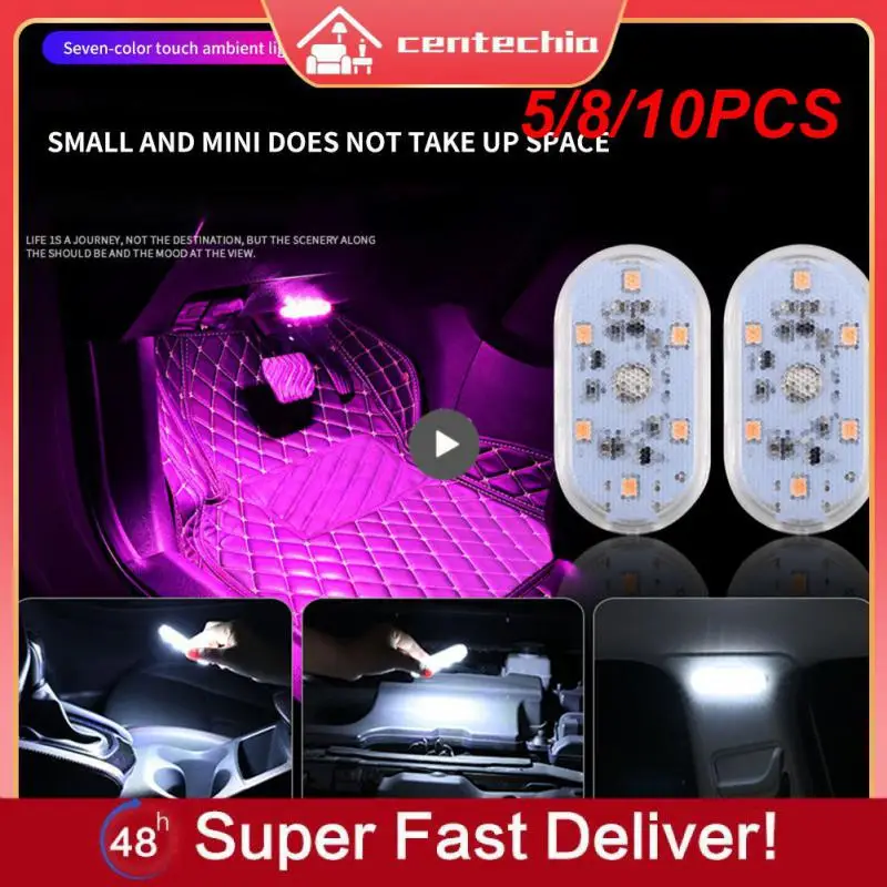 

5/8/10PCS 5v Touch Light Mini Portable Car Light Universal Car Accessories Car Door Roof Light Led Usb Led Night Light