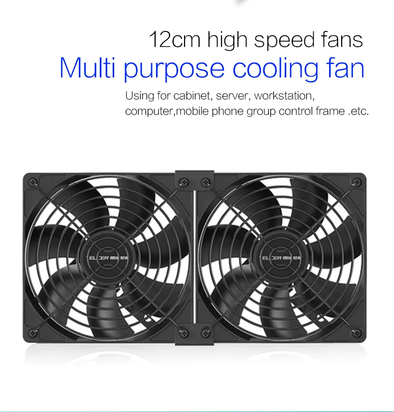 12cm High Speed Large Air Volume 3000 RPM Btc Mining Machine Workstation Cabinet 120MM Server Case Cooling System Fan Kit |