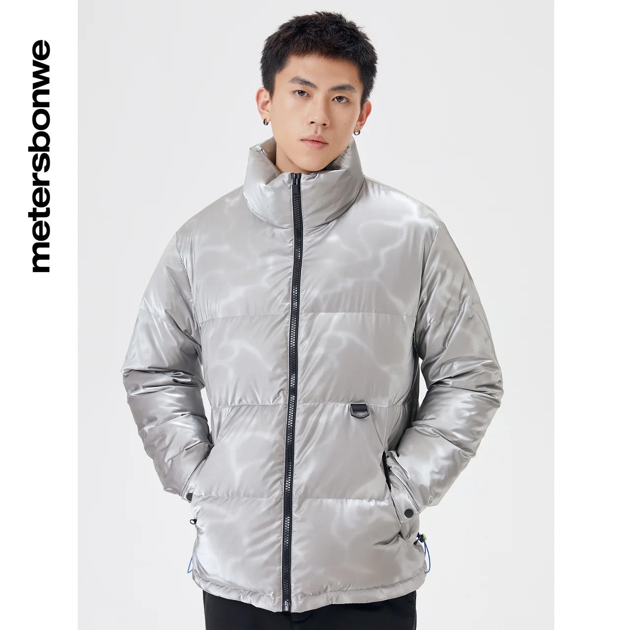 Metersbonwe Men's Stand Collar Special Fabric Short Down Jacket Solid Color 80%Duck Down Warm Wear Loose Male Winter Down Coat
