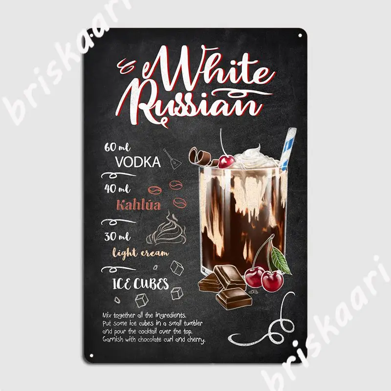 

White Russian Poster Metal Plaque Wall Mural Mural Decoration Garage Decoration Tin sign Posters