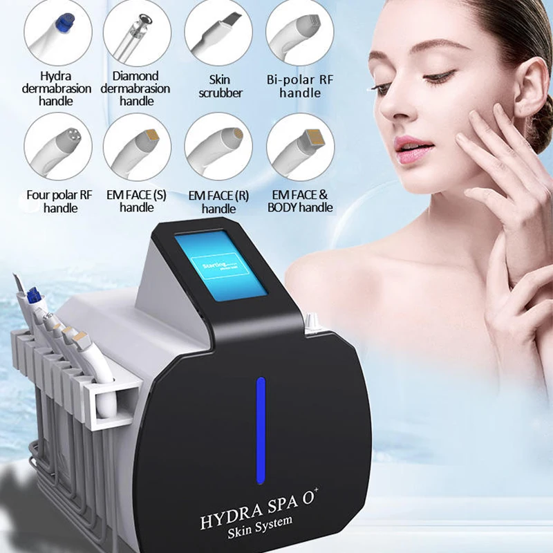 

8 In1 Latest Ultrasonic Deep Blackhead Removal Four Polar RF Hydra Dermabrasion Jet Peeling Face Skin Care SMAS Lifting Machine