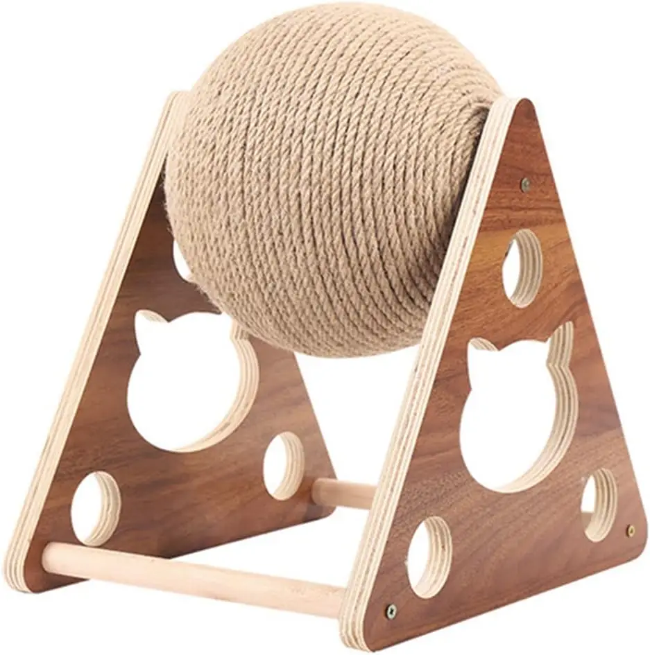 

POPETPOP Rasguño de Gato Bola de Rascador de Madera Maciza para Gato Rascador de Tablero de Sisal Duradero Natural para Gatitos