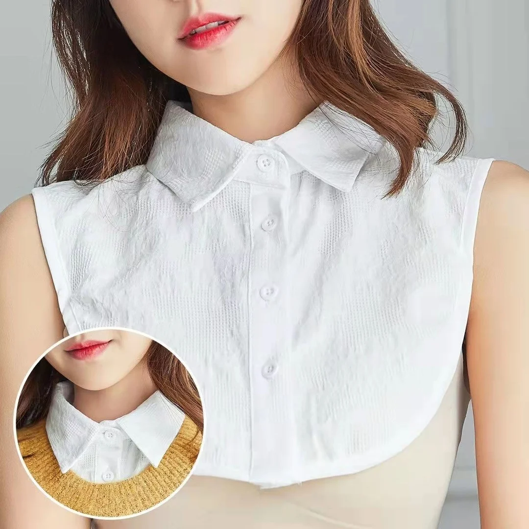 

Однотонный белый воротник с лацканами, винтажная хлопковая Съемная рубашка, ложный воротник для женщин, блузка, свитер, галстуки