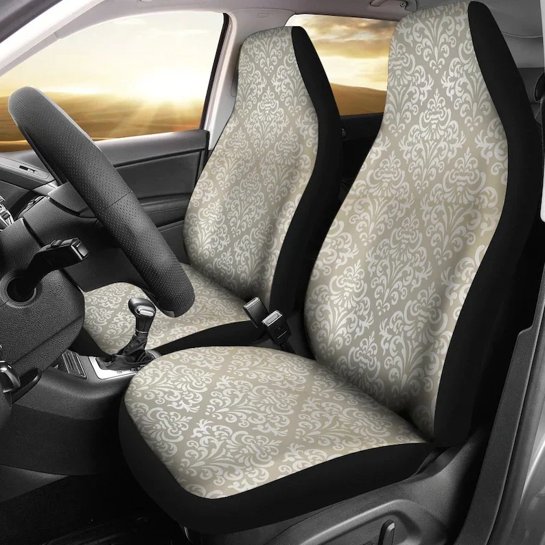 

Beige Classy Elegant Decor Car Seat Covers Pair, 2 Front Seat Covers, Car Seat Protector, Car Accessories