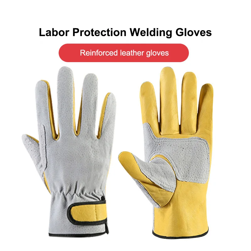 

Cowhide Welding Work Gloves for Driver Hunting Driving Wear-resistant Gloves Farm Gardening Security Protection Workers Gloves