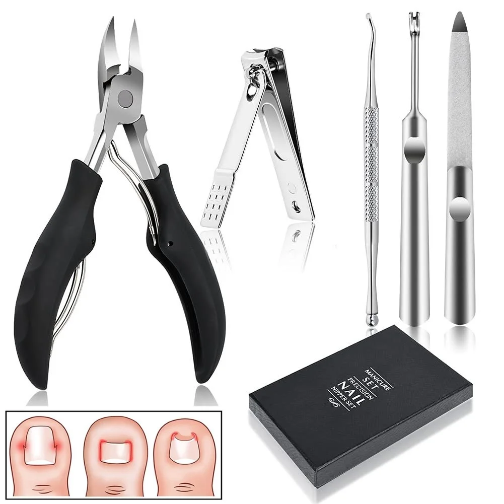 

5PCS Pedicure Tools Professional Foot Care Kit Ingrown Toenail Removal Correction Clippers Toe Nail File Lifter Nail Treatment