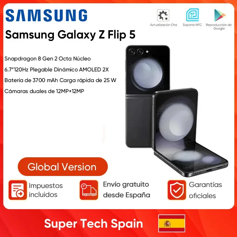 Складной динамический AMOLED дисплей Samsung Galaxy Z Flip5 8 ГБ + 256/512 Snapdragon Gen 2 Android 13 100%