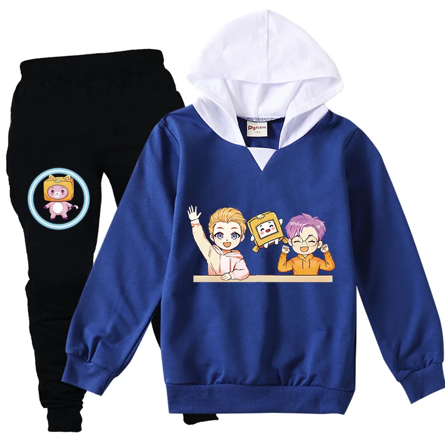 

Lankybox одежда для детей Lanky Box джемпер одежда для маленьких мальчиков детские костюмы на Хэллоуин толстовки с длинным рукавом + брюки для девоч...