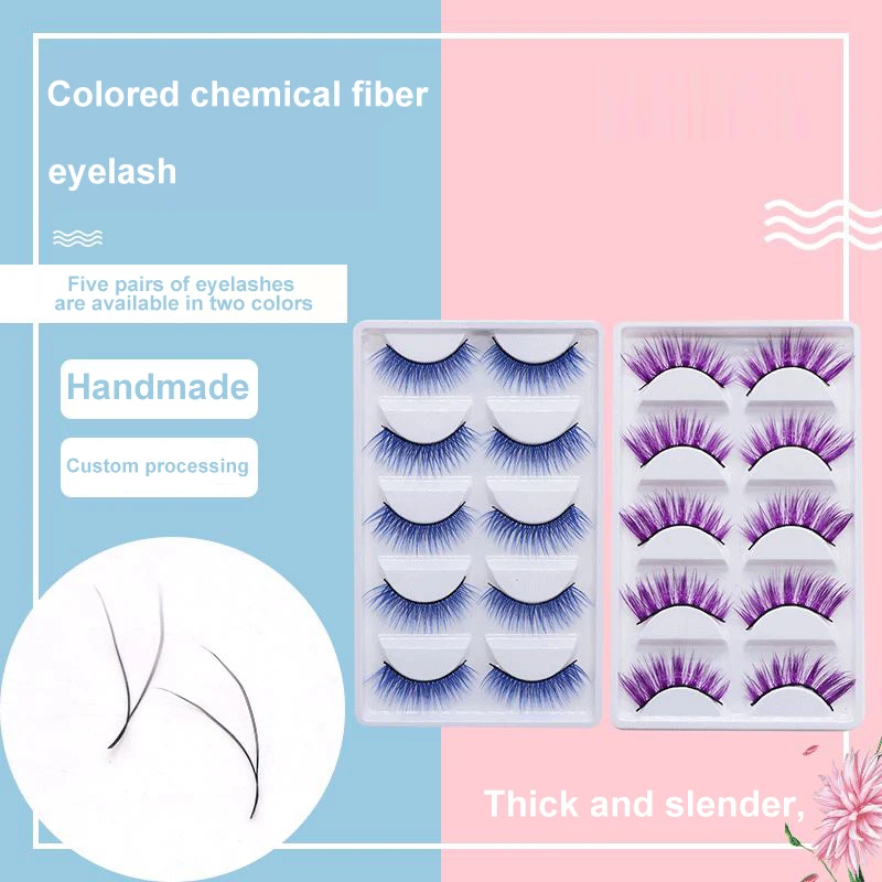 Пять синих и фиолетовых и 3d химических волокон искусство представлений гипокрии ресницы Хэллоуин фестиваль накладные ресницы индивидуальность