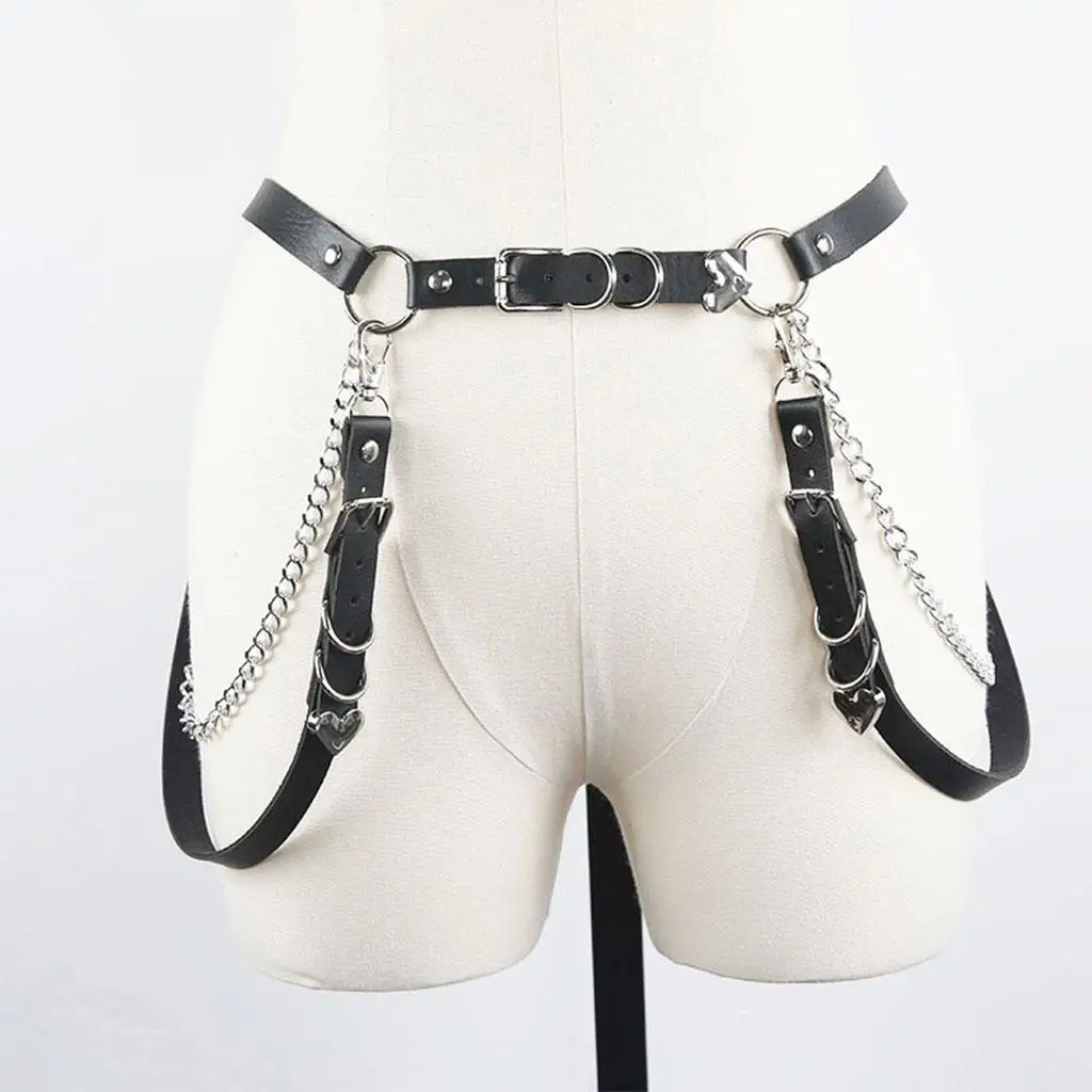 

Leather Waist Belt Club Party Festival Dance Fashion Waist Strap Metal Chain