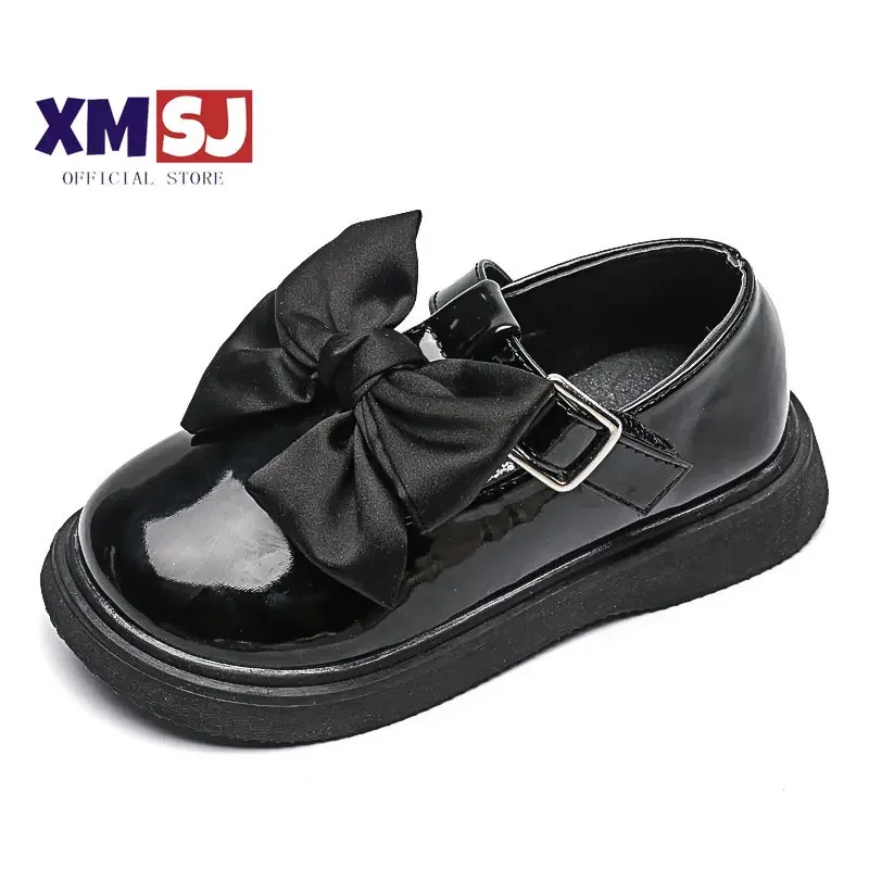 

2022 Autumn New Girls Bow-knot Leather Shoes Fashion Princess Shoes British College Style Soft Bottom Sweet Hot PU for Party Hot