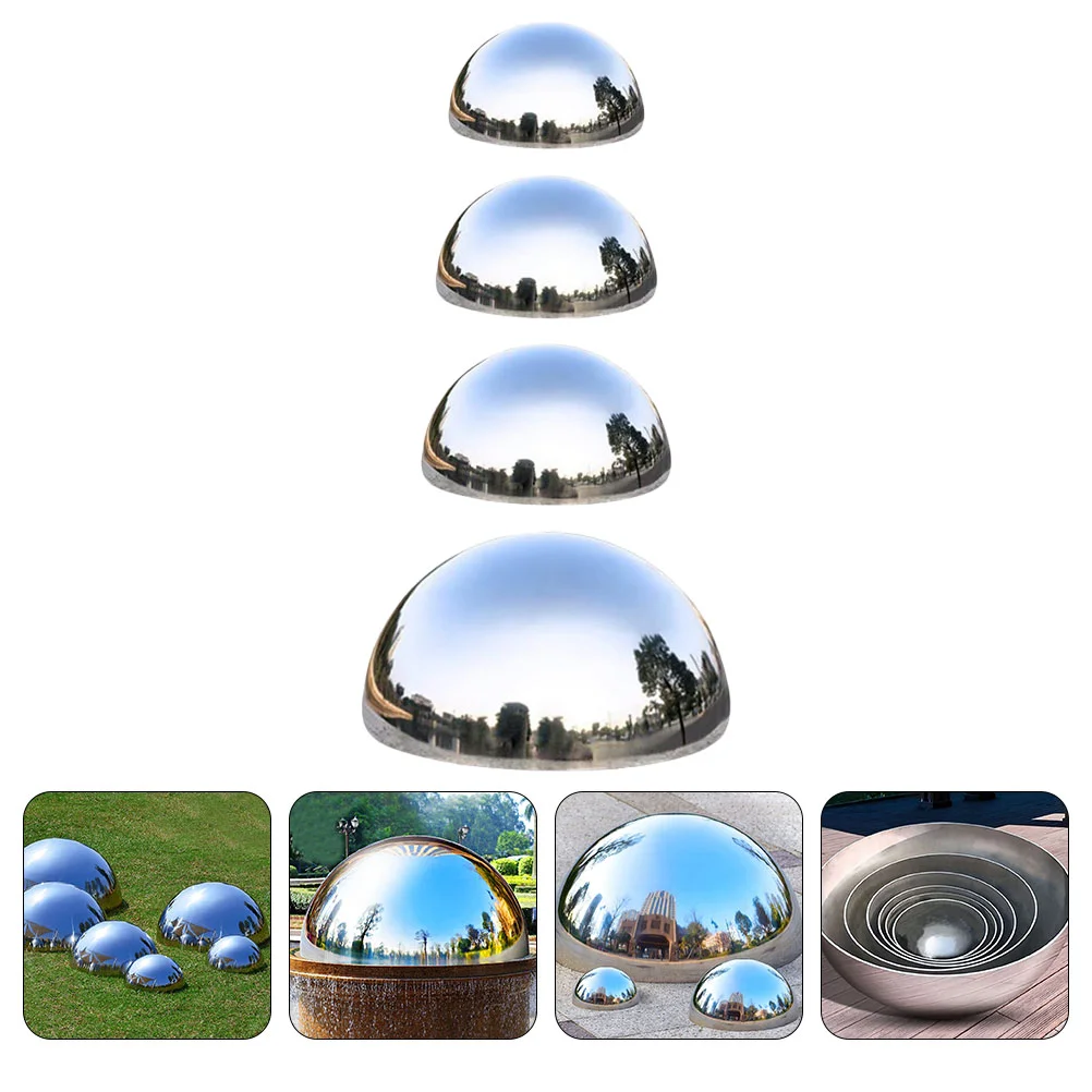 

4 Pcs Hollow Sphere Reflective Ball Garden Reflection Stainless Steel Trim Decorative Gazing Outdoor
