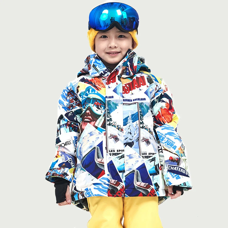 2022 Hooded Baby Boy Snow Jackets Waterproof Warm Children Ski Coats Mountain Sport Outdoor Kids Outerwear Windproof Clothes