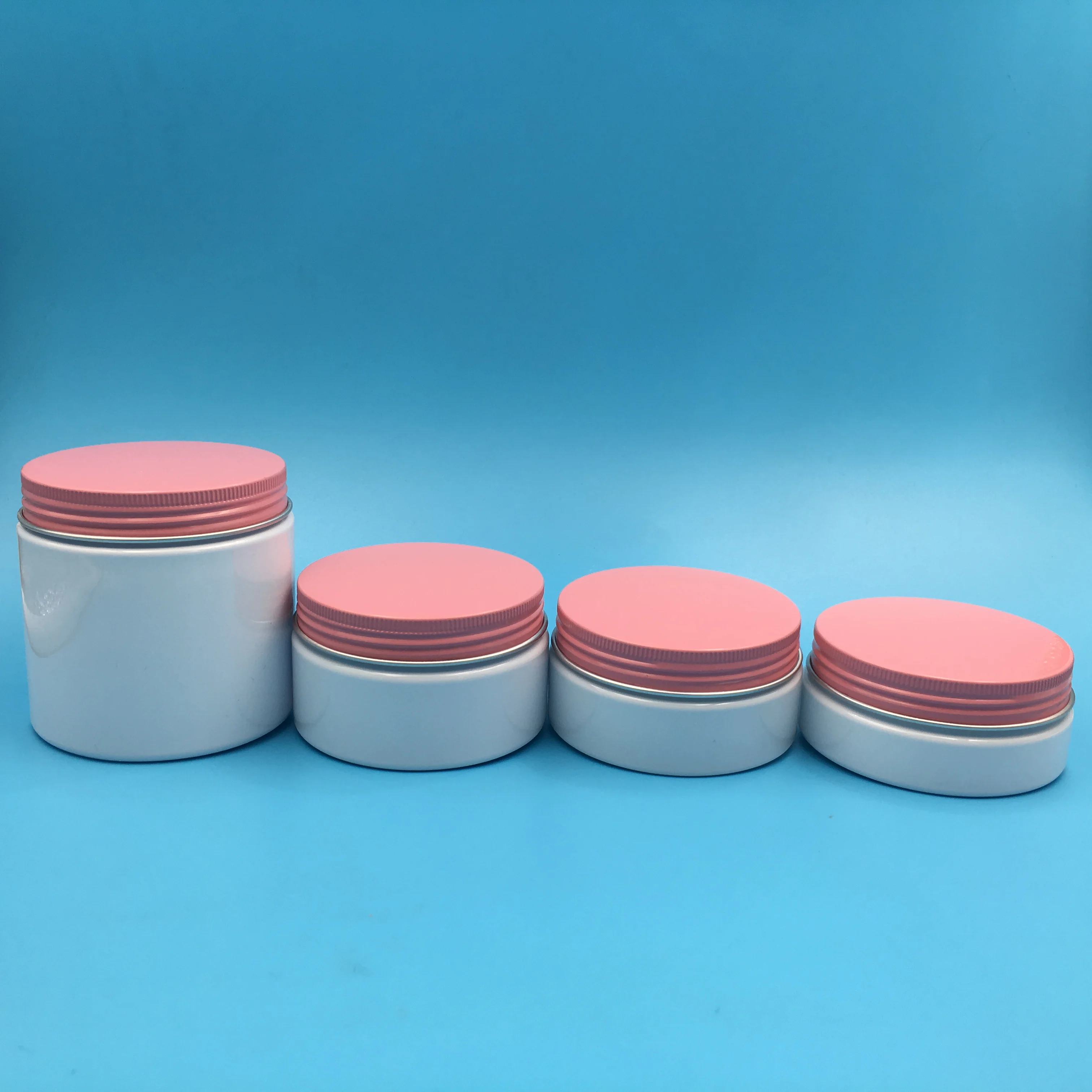 Pink Aluminum Lid White Plastic Bottle Cute Candy Packaging Container Pure White PET Cream Jar Cookie Bank 30 Free Shipping