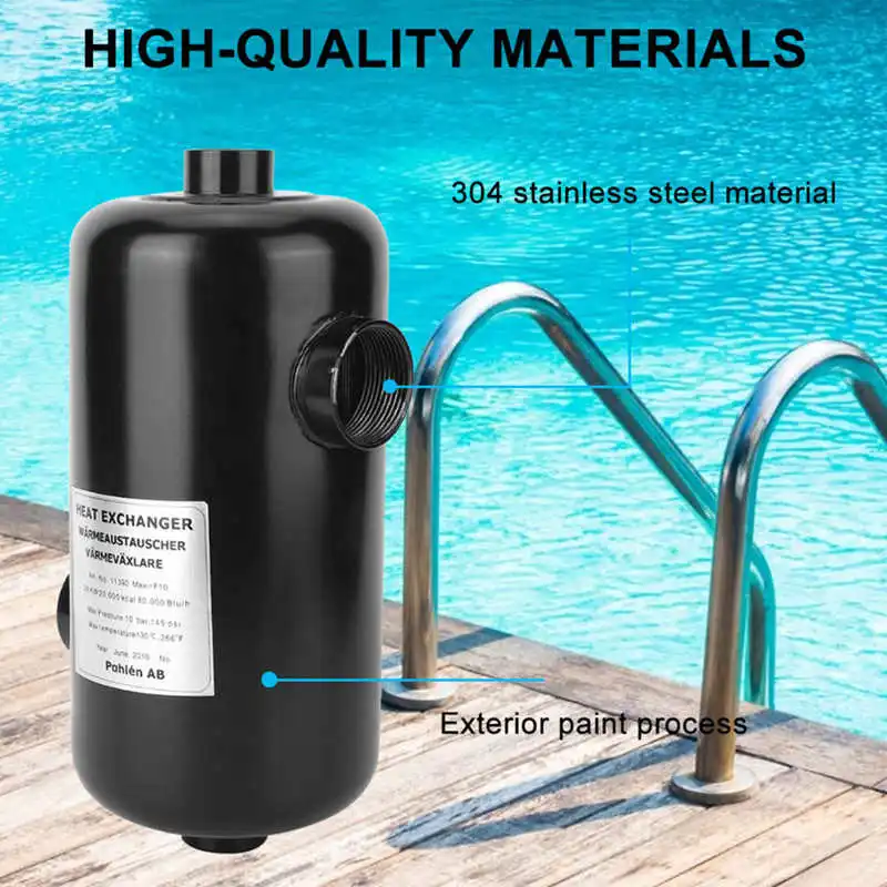 

Swimming Pool Heat Exchanger Floating Stainless Steel Swimming Pool Heat Exchanger Heater Pool Thermostat Equipment Accessories