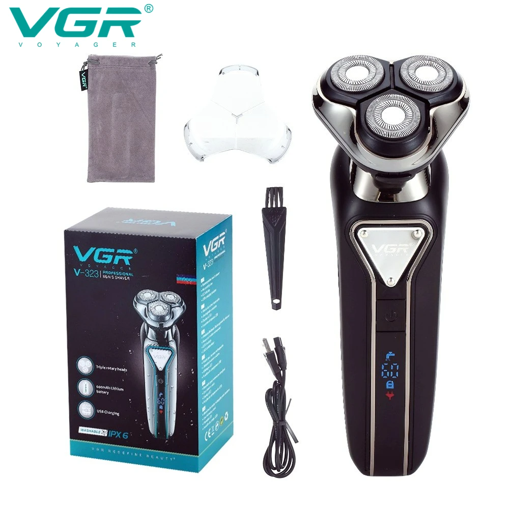 

VGR электробритва мужская бритва электрическая электробритва бритва Водонепроницаемый Бритва Профессиональный Триммер для бороды Перезаряжаемый станок для бритья Цифровой дисплей Бритвы для бритья Мужчины V-323