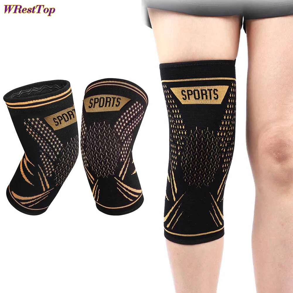 

1Pair Copper Knee Braces for Men and Women Compression Fitness Elastic Knee Sleeve for Knee Pain Sports and Recovery Support