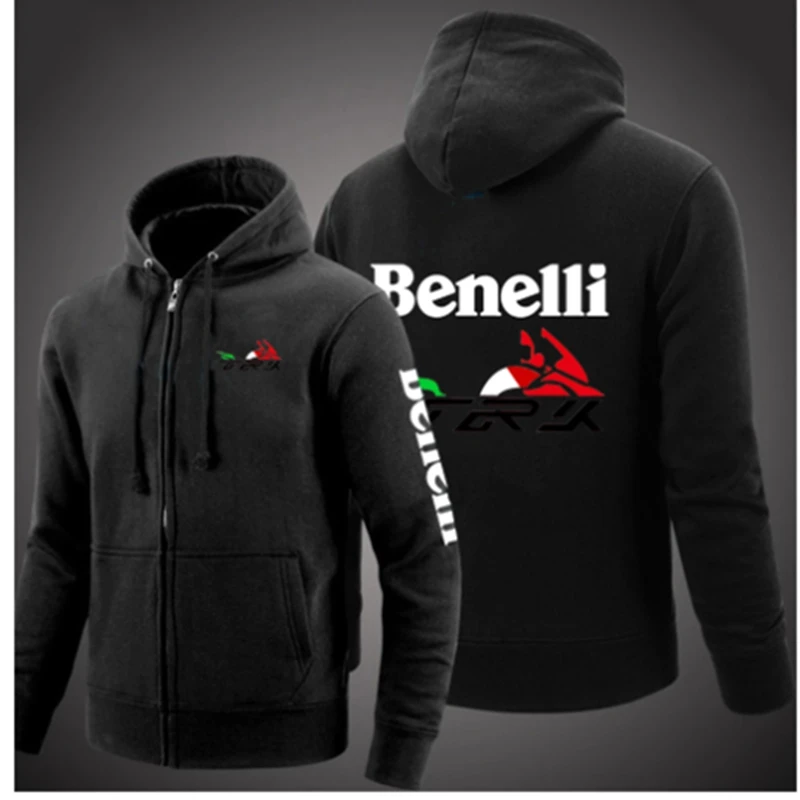 

New Styie Male Cotton Solid Color Benelli Logo Zipper Jackets Unisex Hip Hop Sweatshirts Sport Autumn Hoodies T