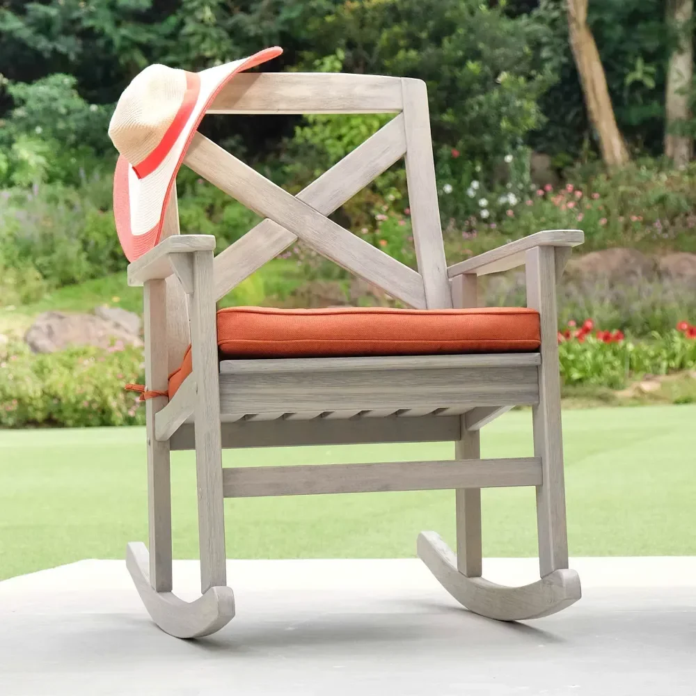 

Westlake Mahogany Wood Outdoor Rocking Chair with Brick Cushion