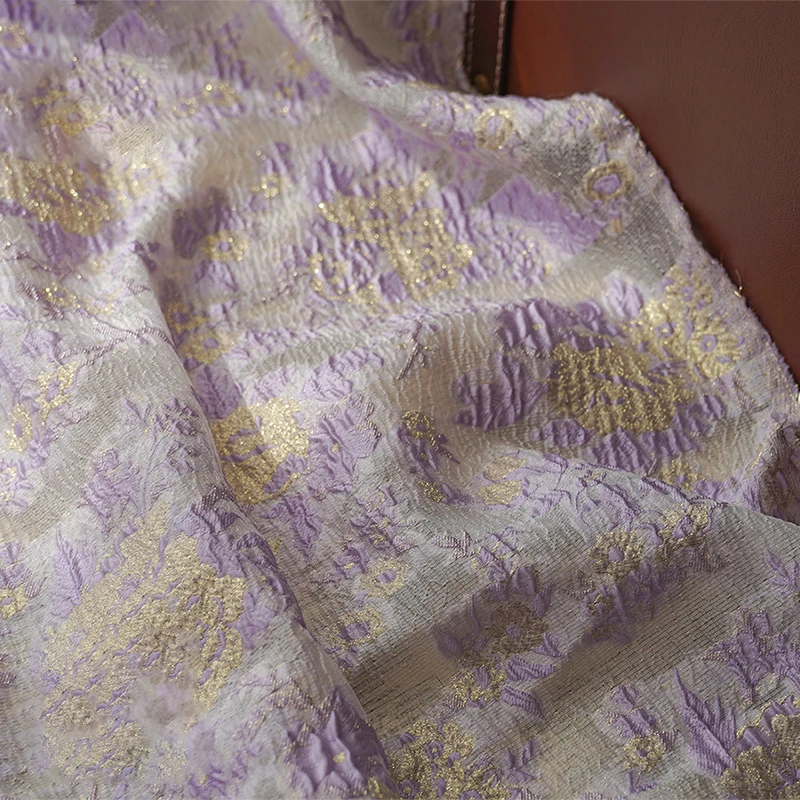 

Yarn Dyed Gold Embossed Jacquard Fabric Spring Summer Women's Dress Skirt Fashion Fabric 50cmx140cm