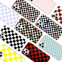 checkerboard plaid checked checkered phone case for samsung s20 fe lite s21 s30 ultra s8 s9 s10 e plus transparent clear cover