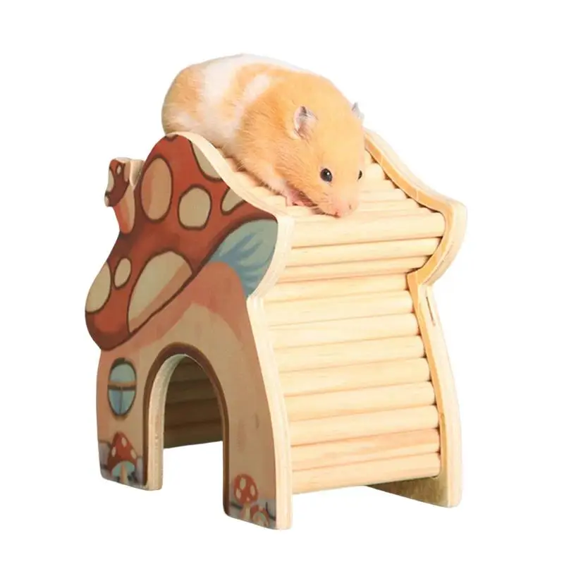 

Hamster Hideout Guinea Pig Cage Animal Toy With Fine Workmanship And Decorative Effect Keep Pets Active In Mushroom House Shape