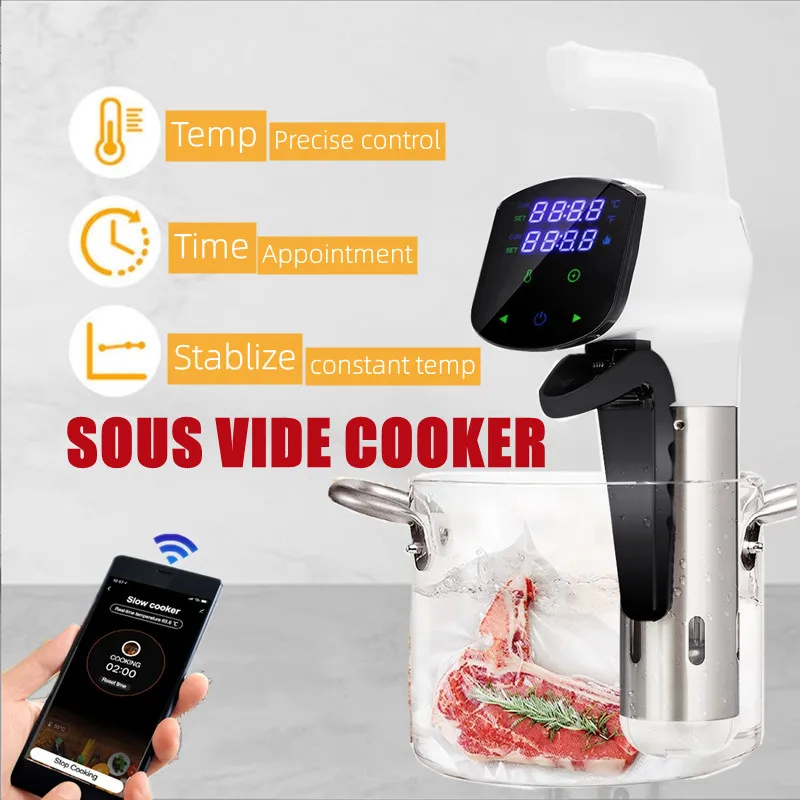 Stainless Steel WiFi Sous Vide Cooker IPX7 Waterproof Thermal Immersion Circulator Machine Smart APP Control for Kitchen
