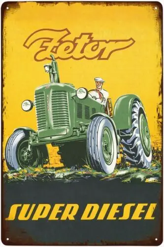 Фото Металлическая вывеска - трактор Zetor Super (периодная реклама) Алюминий №1